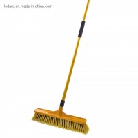 18" Push Broom Scrub Brush Outdoor Indoor Long Handle Steel Rough Surface Floor for Concrete Wood Stone Tile Floor Bathroom Kitchen Patio Garage